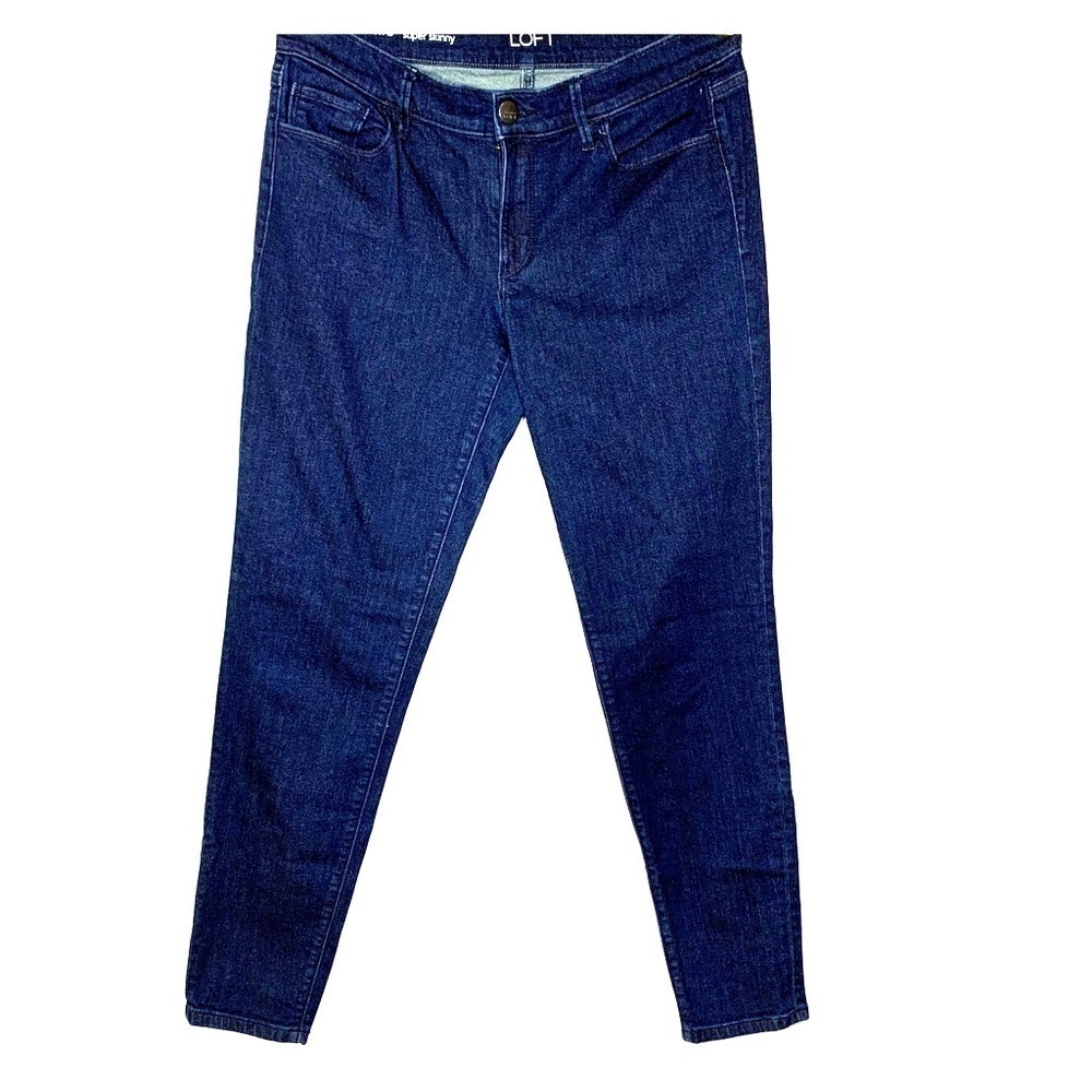 Ann Taylor Loft Super Skinny Dark Indigo Wash Mid Rise Straight Leg Jeans 29 8